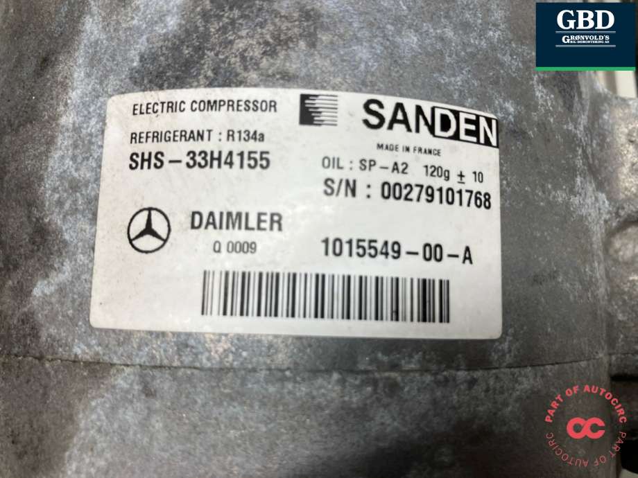 Aircondition kompressor elbil til Mercedes B-Klasse, electric drive 2014-2018 (W242) (W242) (A 003 230 51 11|A 003 230 51 11 80|1015549-00-A)