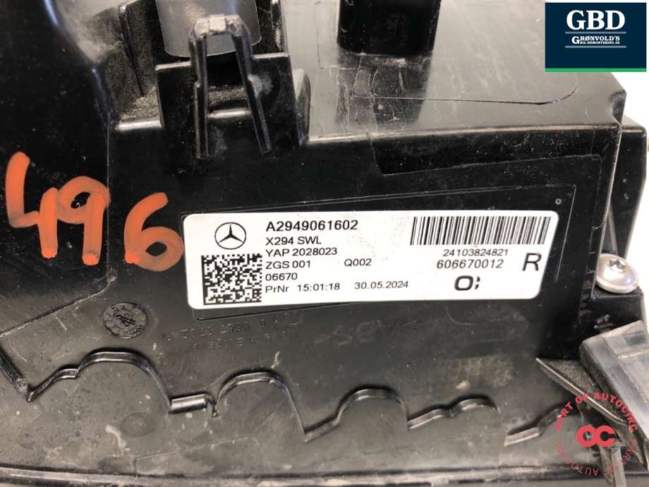 Baklykt høyre til Mercedes EQE 2022-->>  (A 294 906 16 02|)