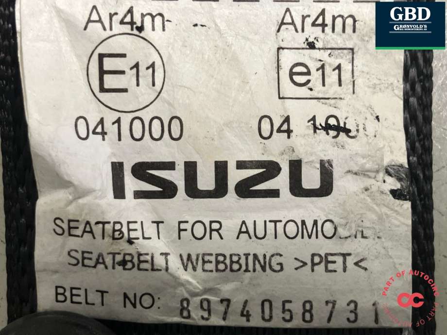 Sikkerhetsbelte bak høyre til Isuzu D-Max 2007-2012 (Type I) (8974058731|)