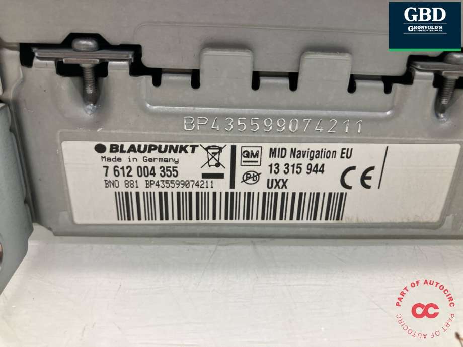 Bilstereo navigasjon til Opel Insignia A 2009-2014 (13337253|13326453|13 315 944)