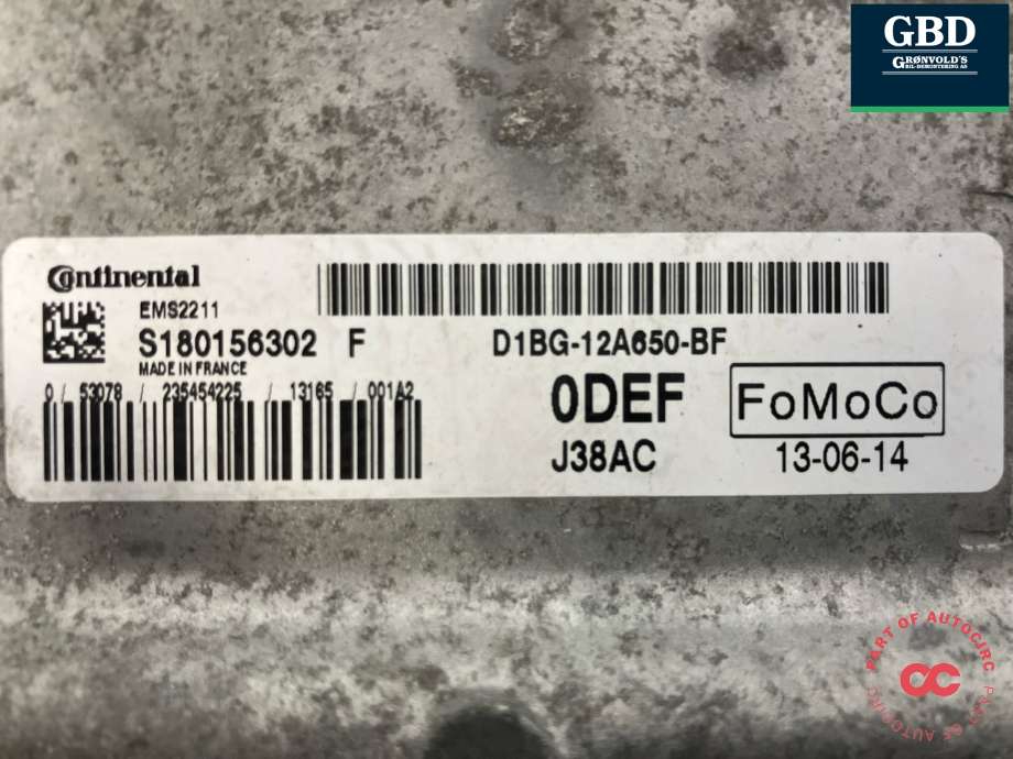Styreenhet motor til Ford Fiesta 2013-2017 (Type VI, Fase 2) (1766537|CU71-12A650-DA|D1BG-12A650-BF)