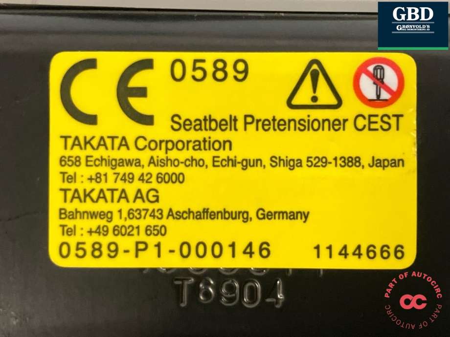 Sikkerhetsbelte foran høyre til Mazda CX-5 2012-2017 (Type I)  (KD4557L30C01|TK-AH2-EH939|)