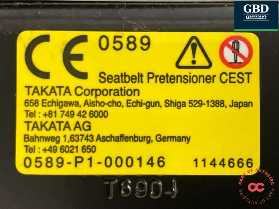 Sikkerhetsbelte foran venstre til Mazda CX-5 2012-2017 (Type I)  (KD4757L90C01|TK-AH2-EH941|)