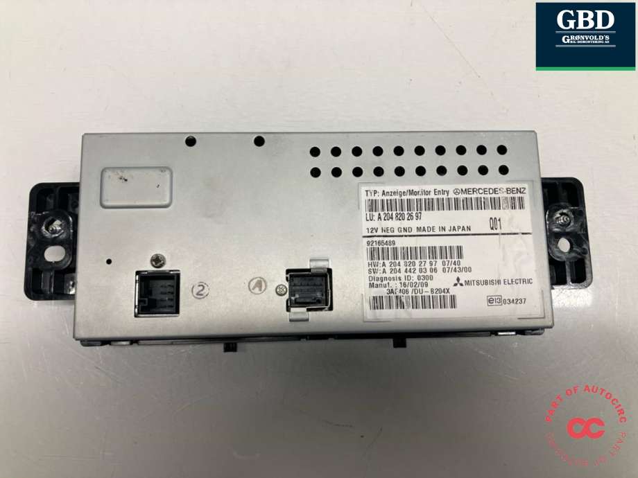 Bilstereo navigasjon skjerm til Mercedes GLK 2008-2015 (X204) (X204) (A 204 820 26 97|)