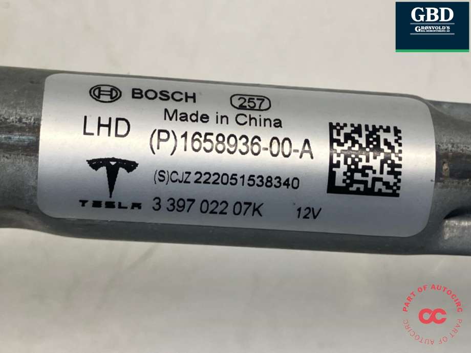 Viskermotor frontrute komplett m/overføring til Tesla Model Y 2021-2024 (Type I)  (1628222-00-A|1628222-00-B|1628222-10-C)