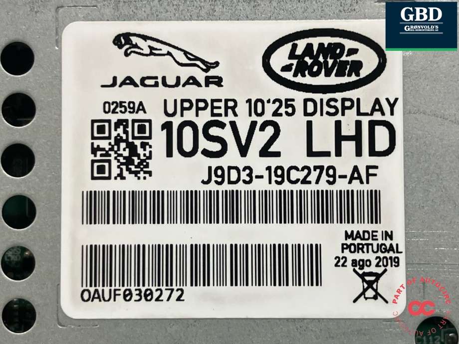 Multimedia display (MCU - Media Controller Unit) til Jaguar I-PACE 2018-->>  (T4K11474|J9D319C279AJ|J9D3-19C279-AF)