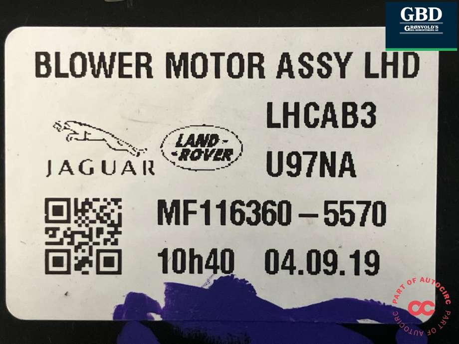 Varmeapparat motor til Jaguar I-PACE 2018-->>  (J9D1132|J9D318456AA|MF116360-5570)