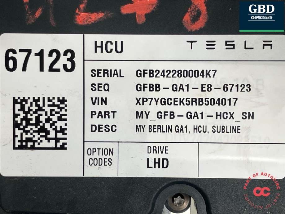 ABS sentral til Tesla Model Y 2021-2024 (Type I) (1044746-00-A|1044745-10-B|)