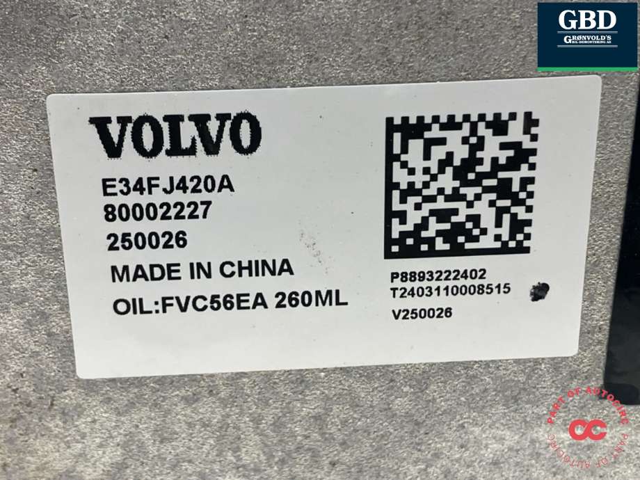 Aircondition kompressor elbil til Volvo EX30 2023-->>  (36010814|80002227|)