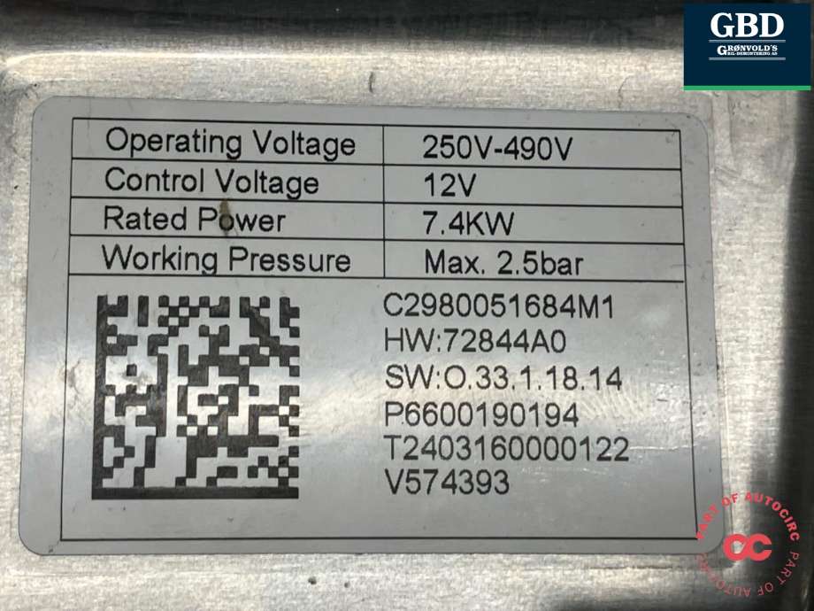 Varmeapparat PTC-heater til Volvo EX30 2023-->>  (80001410|)