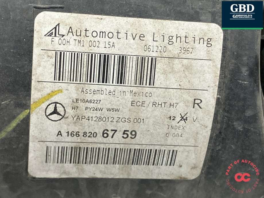 Frontlykt høyre xenon til Mercedes ML 2011-2015 (Fase 1) (W166) (W166) (A 166 820 67 59|A 166 820 47 59|A 166 820 84 61| A 166 820 02 61)