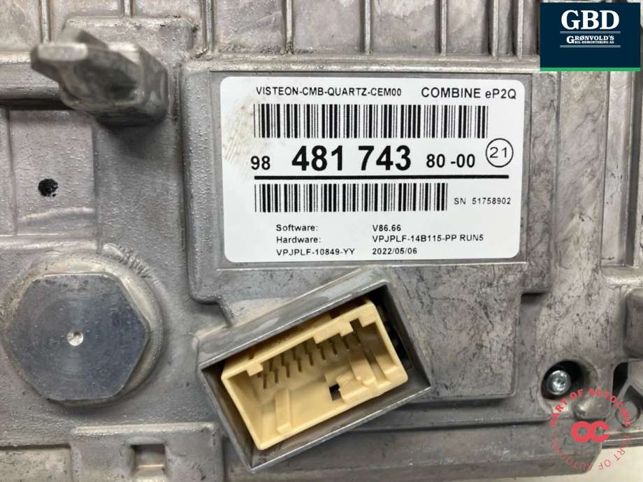 Instrumentpanel til Peugeot e-208 2019-->>  (98 485 804 80|9848174380-00|)