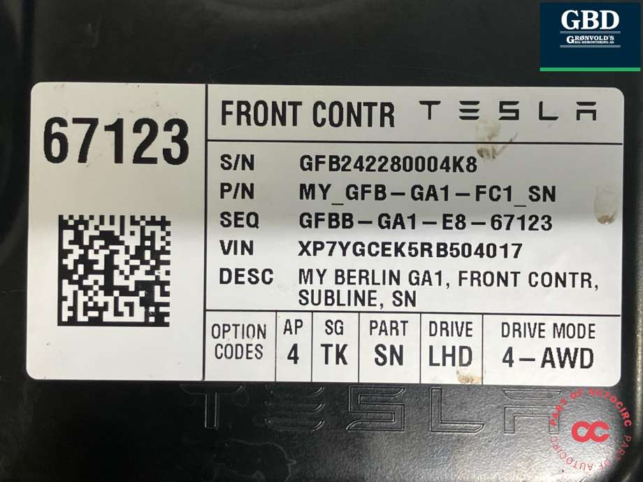 Styreenhet comfort (BCM) til Tesla Model Y 2021-2024 (Type I)  (1497327-00-B|1497327-00-C|1999613-01-A)