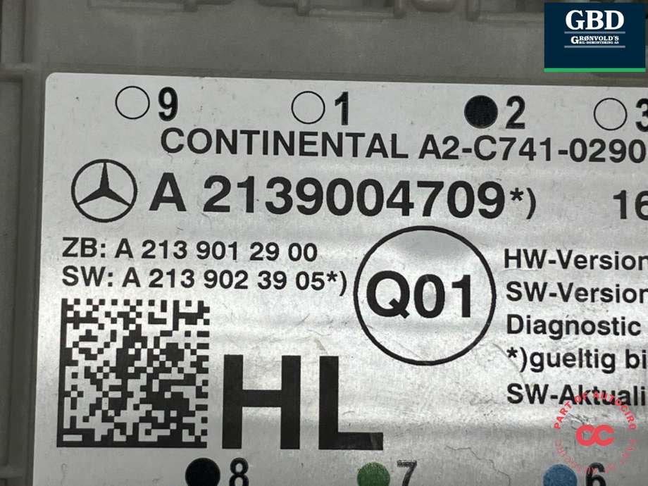 Styreenhet dør venstre bak til Mercedes E-Klasse 2016-2023 (W213) (W213) (A 167 900 20 18|A 213 900 47 09|)