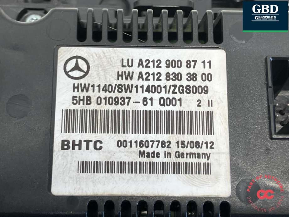 Varmeapparat betjening til Mercedes E-Klasse 2009-2013 (Fase 1) (W212) (W212) (A 212 900 65 27|A 212 900 87 11|)