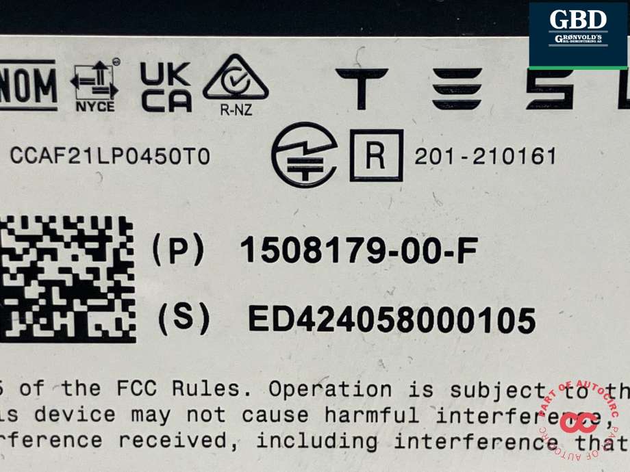 Styreenhet bluetooth til Tesla Model Y 2021-2024 (Type I)  (1508179-00-F|)