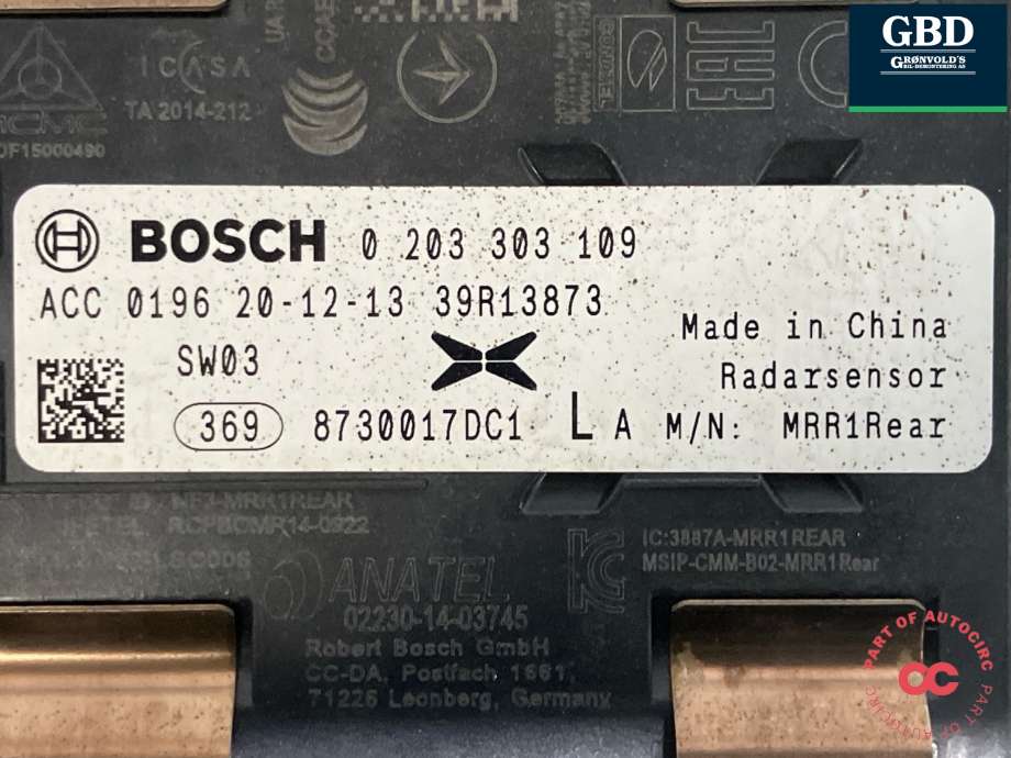 Sensor radar til XPeng G3 2021-->>  (BOSCH|8730017DC1-00-01|8730017DC1|0 203 303 109)
