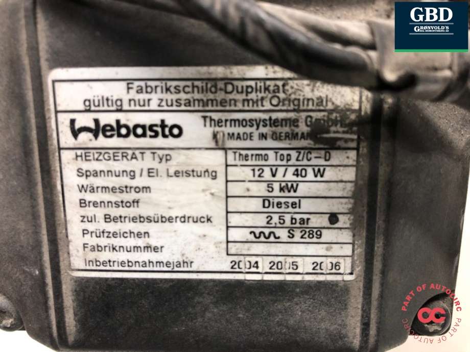 Dieselvarmer til Hyundai H-1 2012-->> (Type II, Fase 2)  (97260 4H500|)