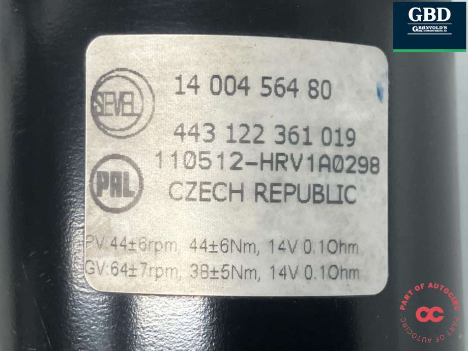 Viskermotor frontrute til Citroën Jumpy 2007-2016 (Type II)  (6405 GE|14 004 564 80|443 122 361 019)