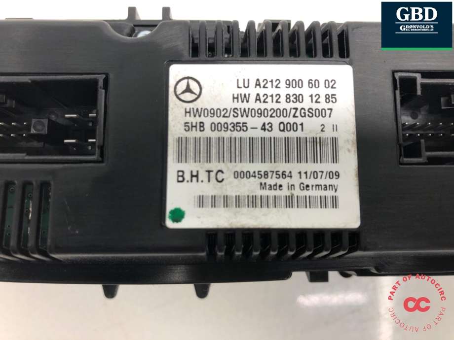 Varmeapparat betjening til Mercedes E-Klasse 2009-2013 (Fase 1) (W212) (W212) (A 212 900 77 04|A 212 900 60 02|A 212 900 89 08 |A 212 900 66 27)
