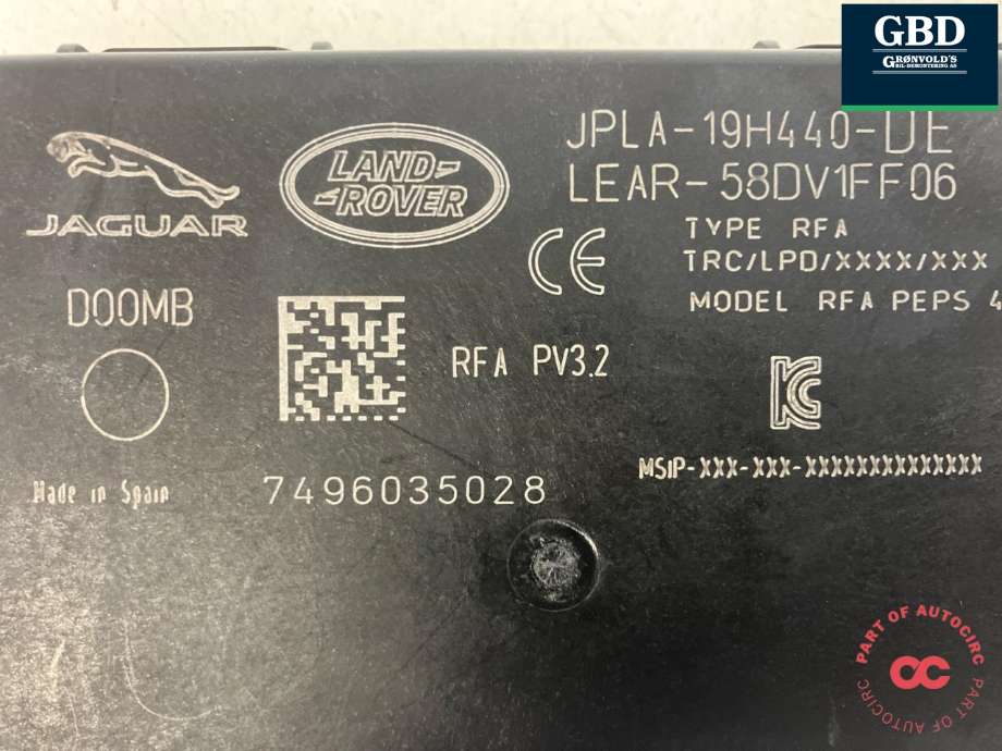 Styreenhet nøkkelfri/keyless til Jaguar I-PACE 2018-->>  (T4K6115|JPLA19H440DE|)