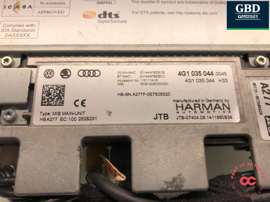 Bilstereo navigasjon spiller til Audi A7 2014-2018 (Type I, Fase 2) (4G1 035 044 A|)