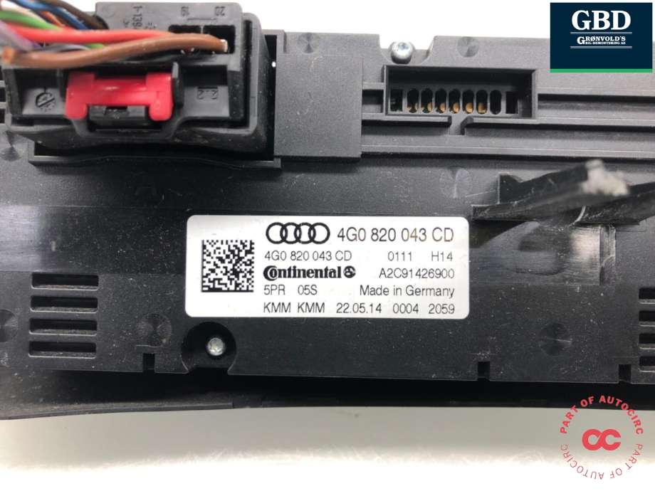 Varmeapparat betjening til Audi A7 2014-2018 (Type I, Fase 2) (4G0 820 043 CD|4G0 820 043 CD 5PR|)