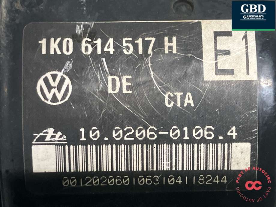 ABS sentral til VW Touran 2003-2006 (Type I, Fase 1)  (1K0 614 517 H  BEF|1K0 907 379 K|)