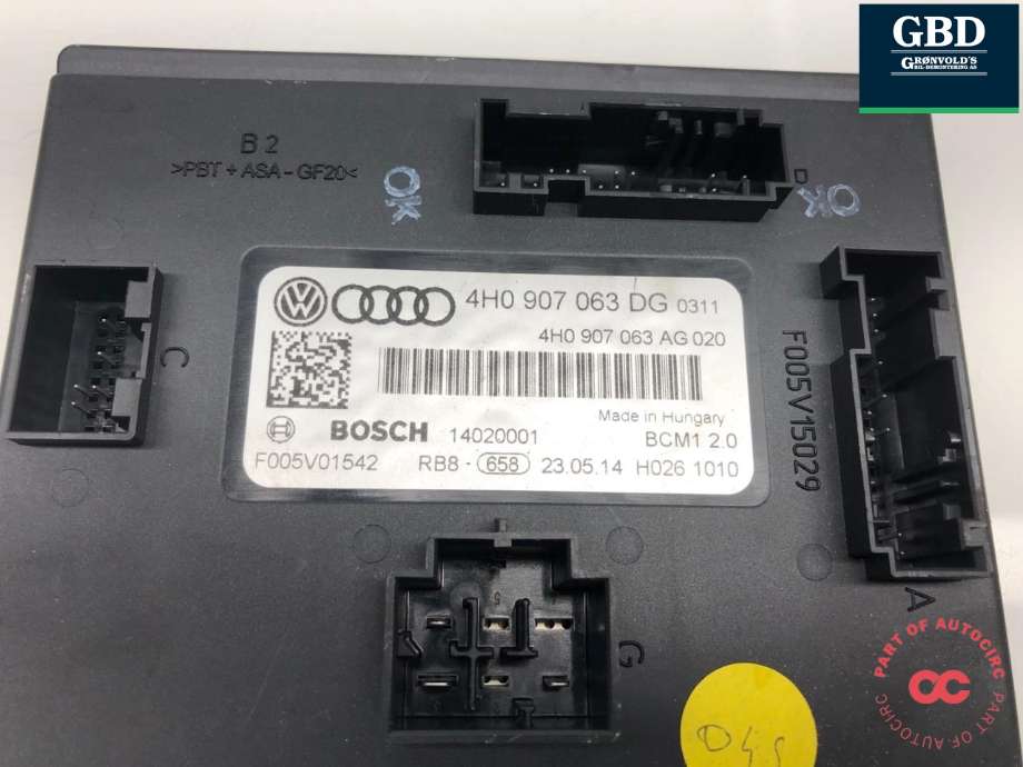 Styreenhet comfort (BCM) til Audi A7 2014-2018 (Type I, Fase 2)  (4H0 907 064 GB|4H0 907 064 FB|4H0 907 064 DG| 4H0 907 064 AG)