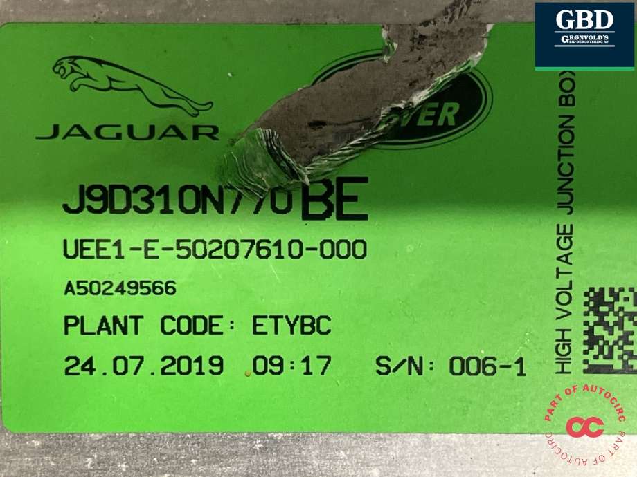 Koblingsboks elbil (HVJB) til Jaguar I-PACE 2018-->>  (T4K5756|J9D310N770BE|A50249566)
