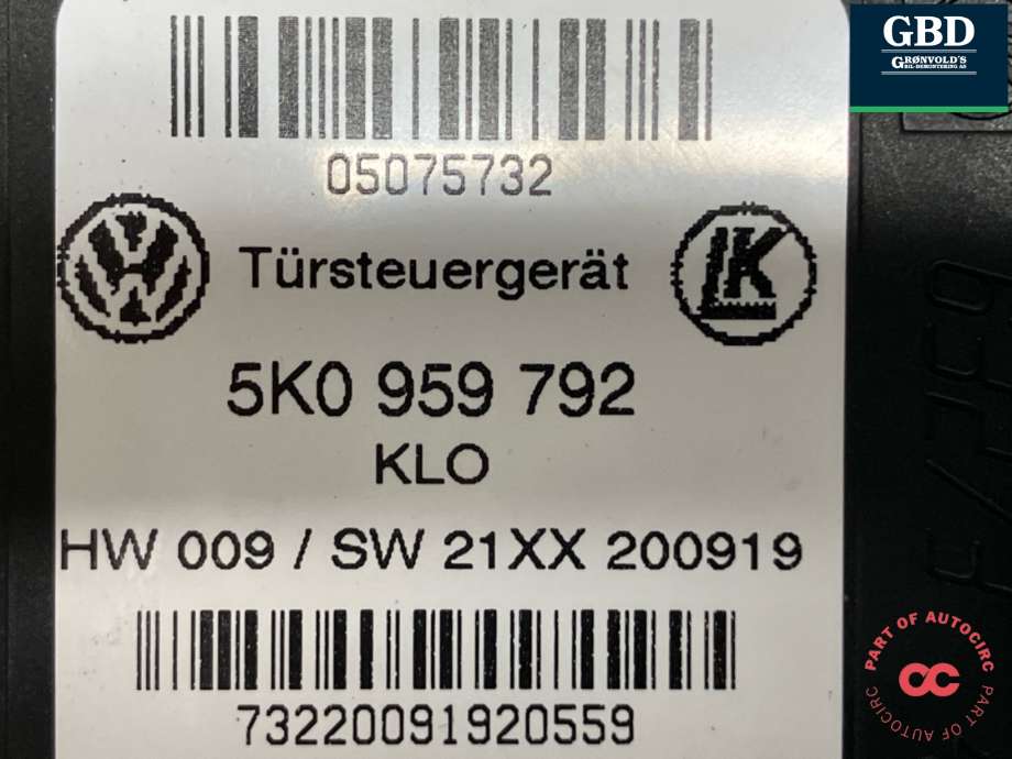 Ruteheis, kun motor, høyre foran til VW Caddy 2015-2020 (Type III, Fase 3) (2K5 959 702 A|2K5 959 702 | 2K5 959 702 A Z04|5K0 959 792)