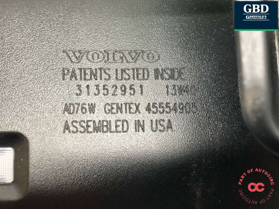 Speil innvendig til Volvo V70 2014-2016 (Type III, Fase 2)  (31352951|)