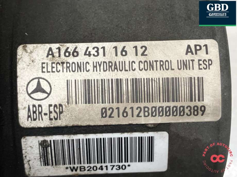 ABS sentral til Mercedes ML 2011-2015 (Fase 1) (W166) (W166) (A 166 431 09 00|A 166 431 34 12 |A 166 431 49 12 |A 166 431 44 12|A 166 431 28 12 |A 166 431 12 12 | A166 431 16 12)