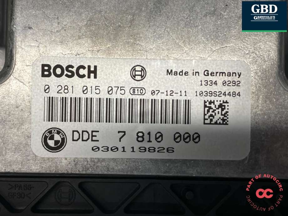Styreenhet motor til BMW 3-Serie 2005-2011 (E90/E91/E92/E93) (E90/E91/E92/E93) (13 61 8 512 587|DDE 7 810 000|0 281 015 075)