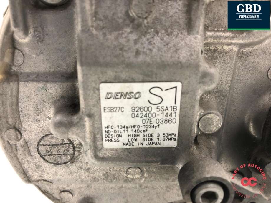 Aircondition kompressor elbil til Nissan Leaf 2018-->> (Type II)  (926005SA1B|926005SA1A|)