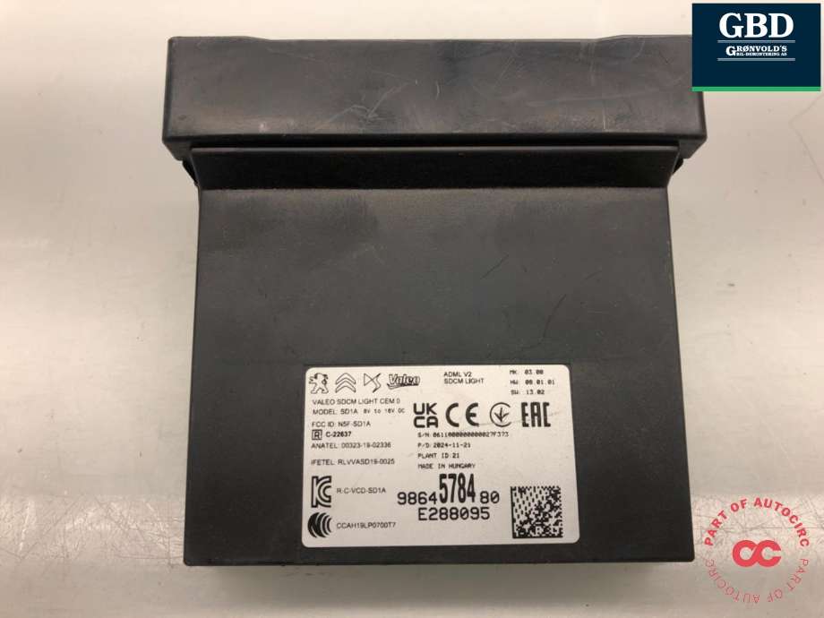 Styreenhet lys (LCM - Light Control Module) til Peugeot e-3008, 2023-->>  (98 645 784 80)
