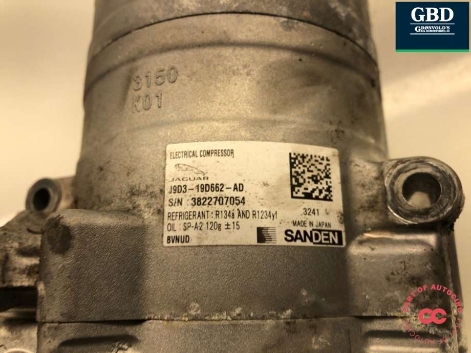 Aircondition kompressor elbil til Jaguar I-PACE 2018-->> (J9D1265|N2A319D662AC|J9C27188 | N2A319D662AA)