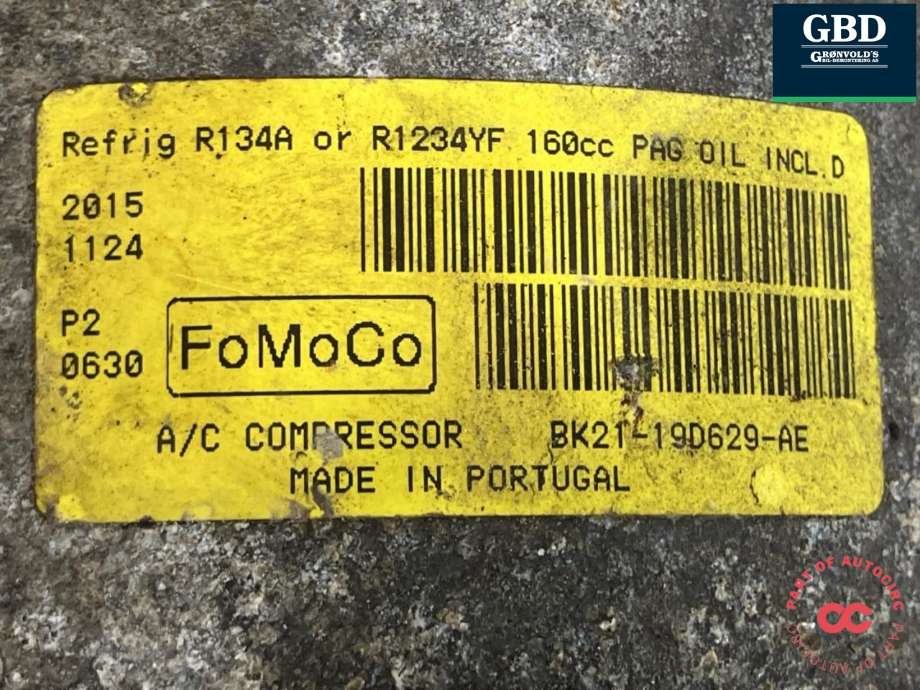 Aircondition kompressor til Ford Transit Custom 2013-2023 (Type I)  (2355740|BK21-19D629-AG|BK21-19D629-AE)