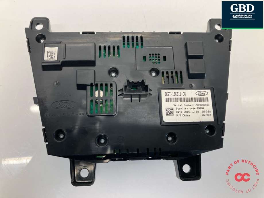 Bilstereo betjeningspanel til Ford Transit Custom 2013-2023 (Type I)  (2173930|BK2T-18D815-HG|BK2T-18K811-CC)