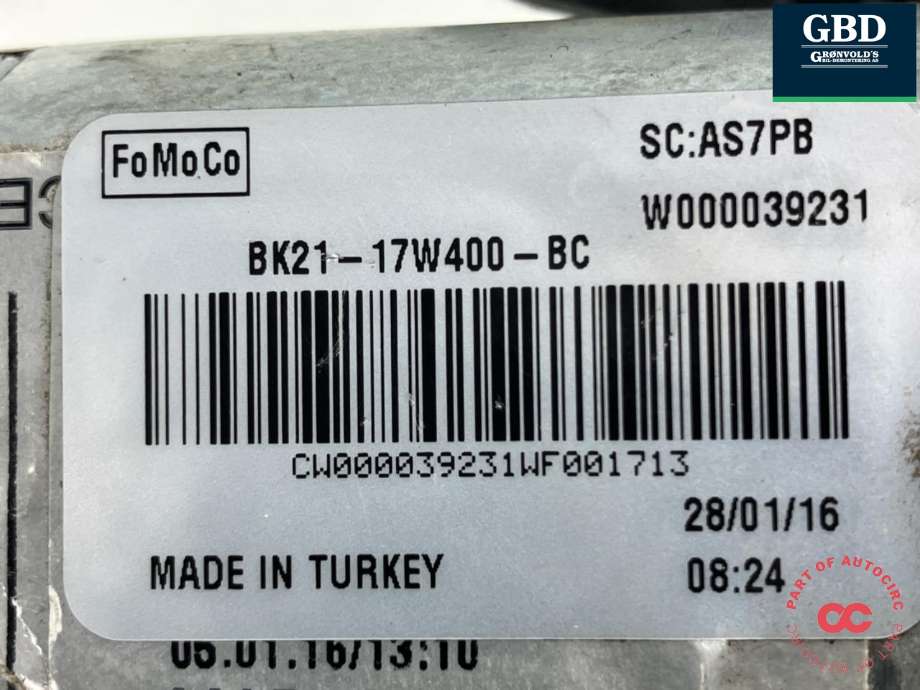 Viskermotor bakrute venstre til Ford Transit Custom 2013-2023 (Type I)  (1881648|BK21-17W400-BC|)