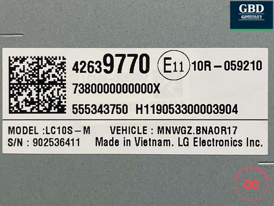 Bilstereo navigasjon skjerm til Opel Ampera-e 2017-->> (Type II)  (42639770|)