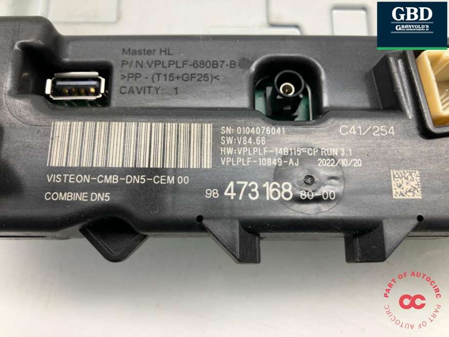 Instrumentpanel til Citroën ë-C4 2020-->>  (98 490 727 80|)