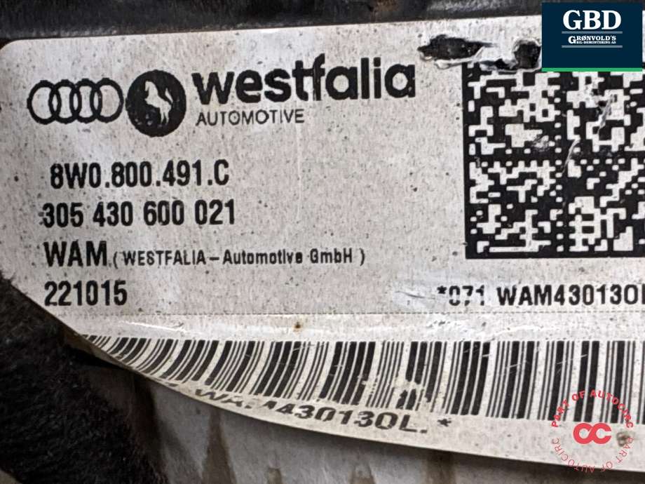 Hengerfeste til Audi A4 2015-2019 (Type V, Fase 1) (B9) (B9) (8W0 800 491 C|)