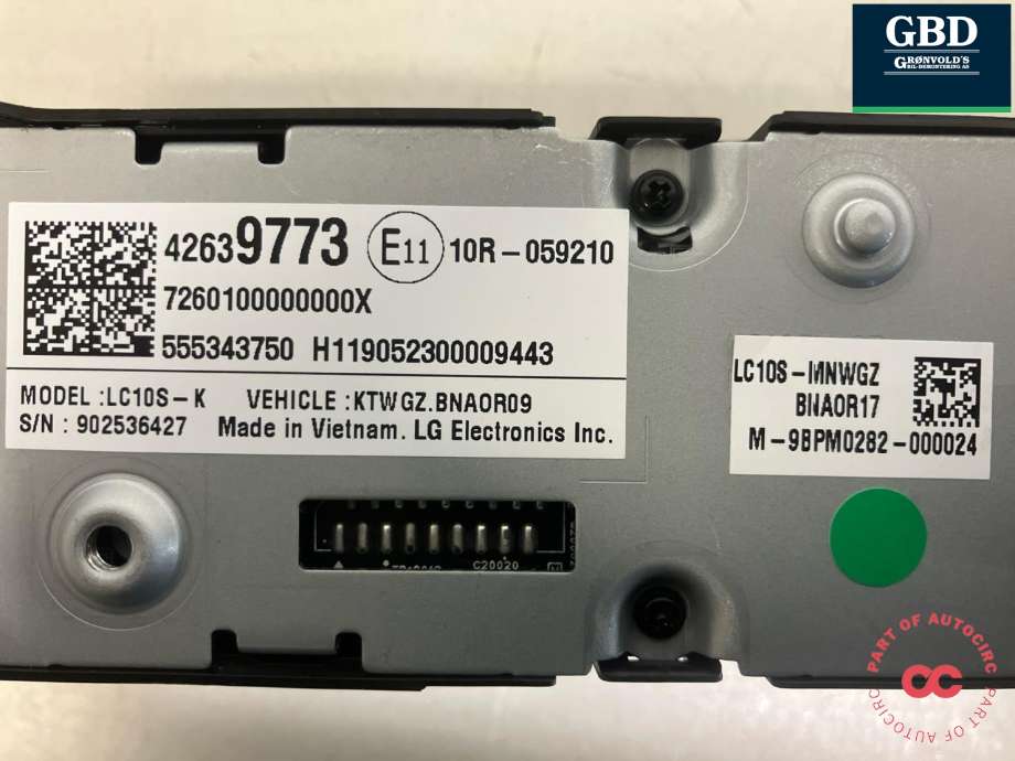 Varmeapparat betjening til Opel Ampera-e 2017-->> (Type II)  (LG|42556935|42639773|)