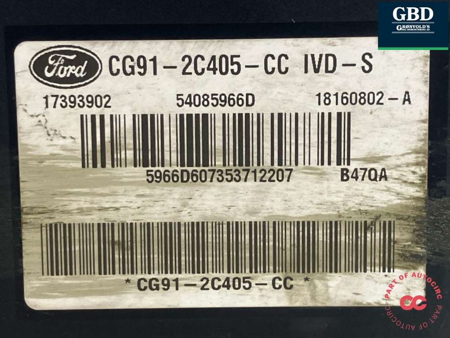 ABS sentral til Ford Mondeo 2011-2014 (Type IV, Fase 2) (1857638|CG91-2C405-LD| CG91-2C405-CC|17393902)