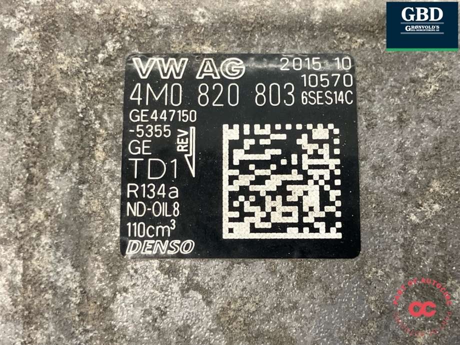 Aircondition kompressor til Audi A4 2015-2019 (Type V, Fase 1) (B9) (B9) (DENS|4M0 820 803|GE447150-5355|)