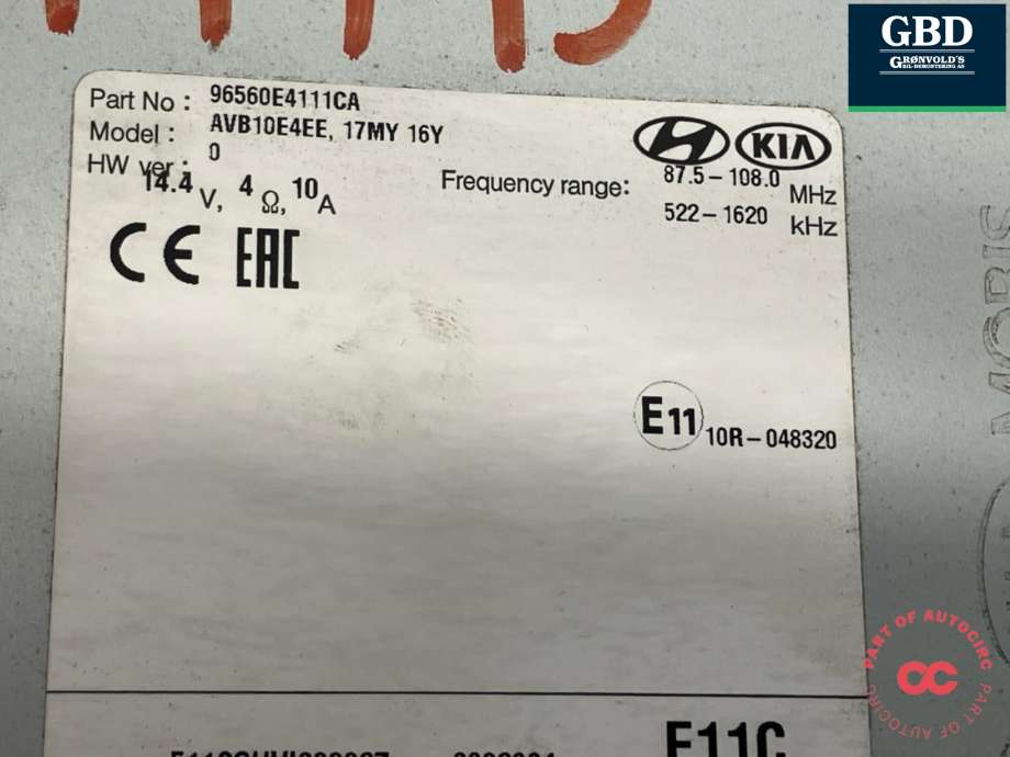 Bilstereo navigasjon til Kia Soul 2014-2019 (Type II)  (96560E 4111CA|)