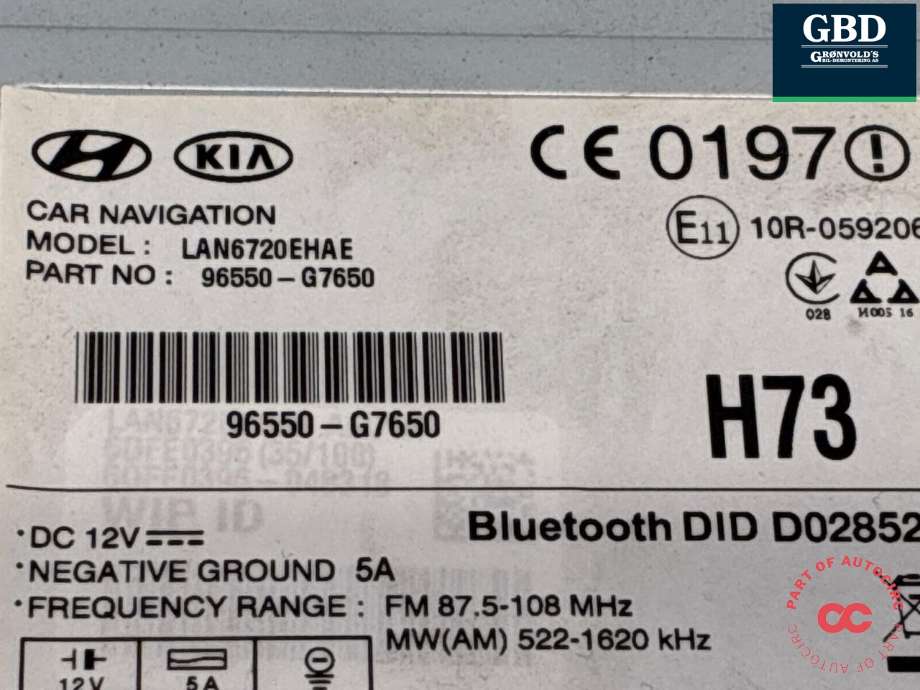 Bilstereo navigasjon til Hyundai Ioniq Electric 2016-2019 (Fase 1)  (96550G 7650PGB|96550-G7650|)