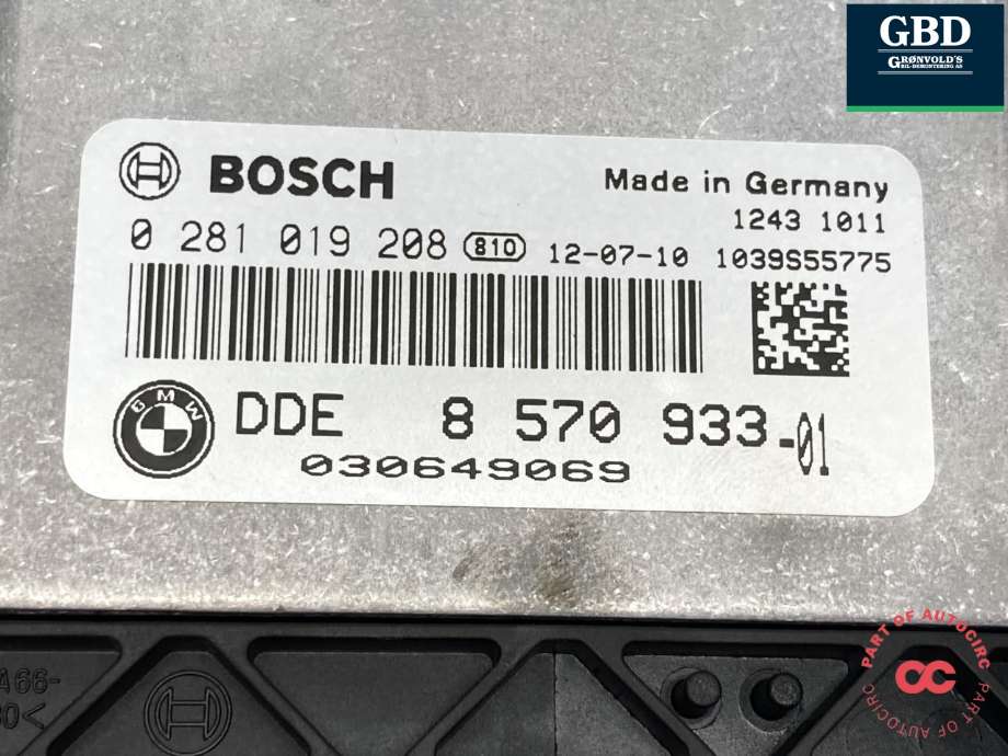 Styreenhet motor til BMW 1-Serie 2011-2015 (Fase 1) (F20/F21) (F20/F21) (13 61 8 576 341|DDE 8 570 933-01|)