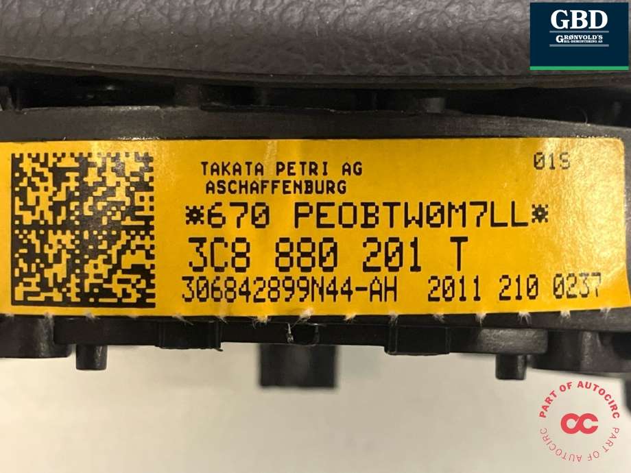 Airbag rattpute til VW Passat 2011-2015 (B7) (B7) (3C8 880 201 AH|3C8 880 201 AH 81U|3C8 880 201 T)